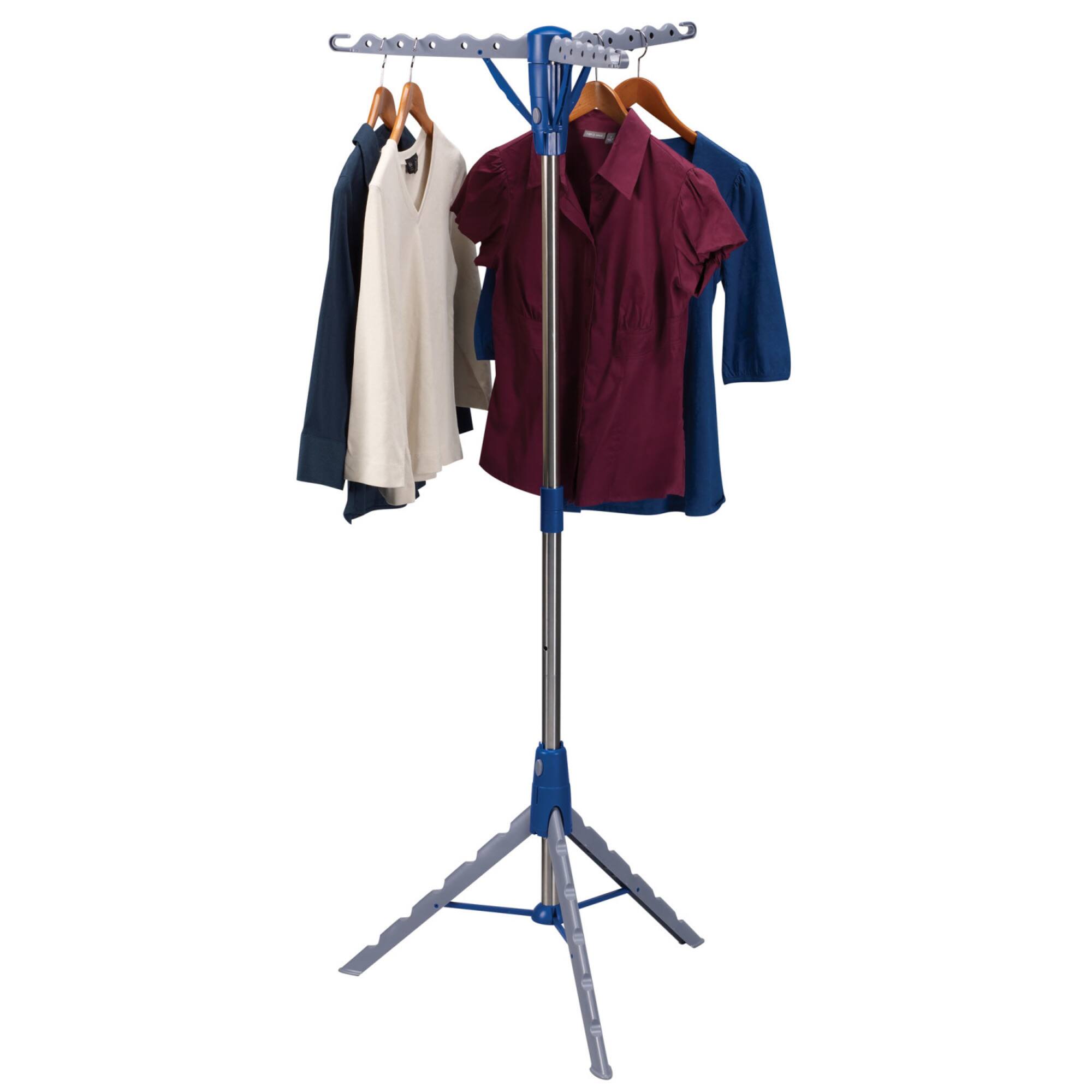 Household Essentials Silver & Blue Collapsible Portable Indoor Tripod Clothes Drying Rack